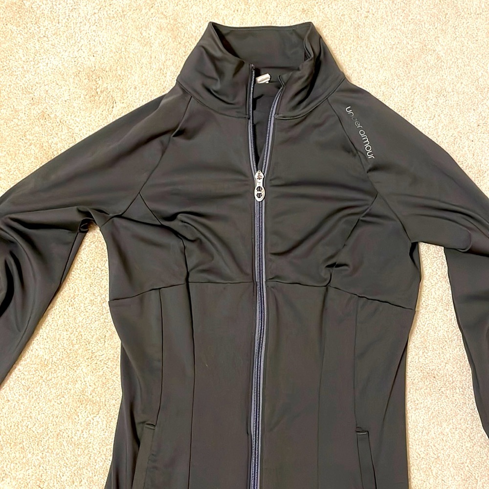 Under armour full zip gray jacket.